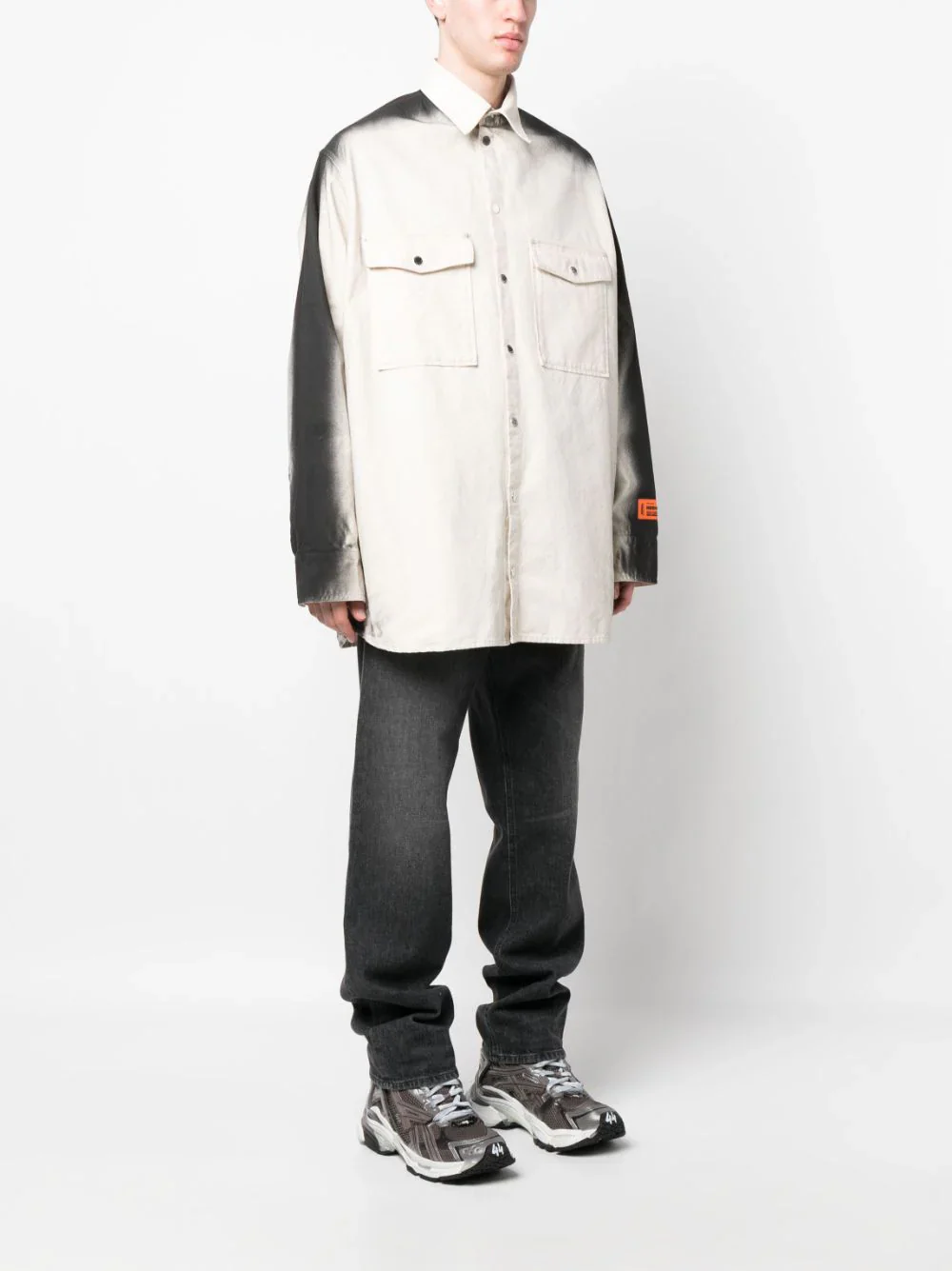 Faded-Effect Logo-Patch Shirt - Image 3