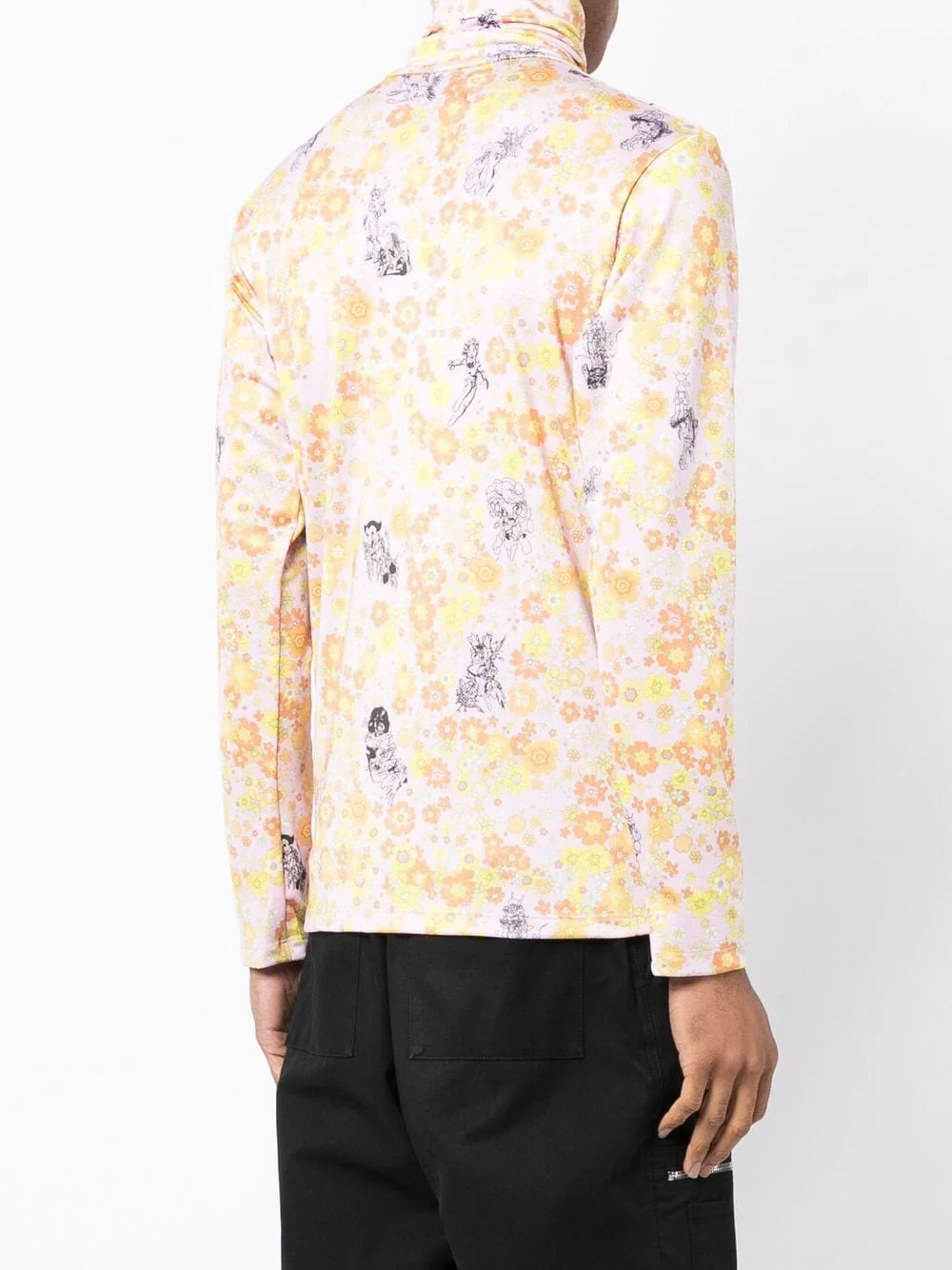 Floral Motif Print High Neck Top - Image 3