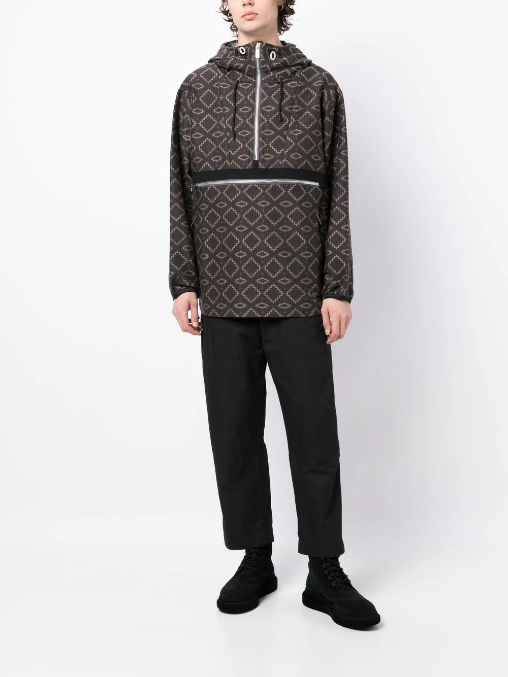 Geometric Pattern Half-Zipped Jacket - Image 3