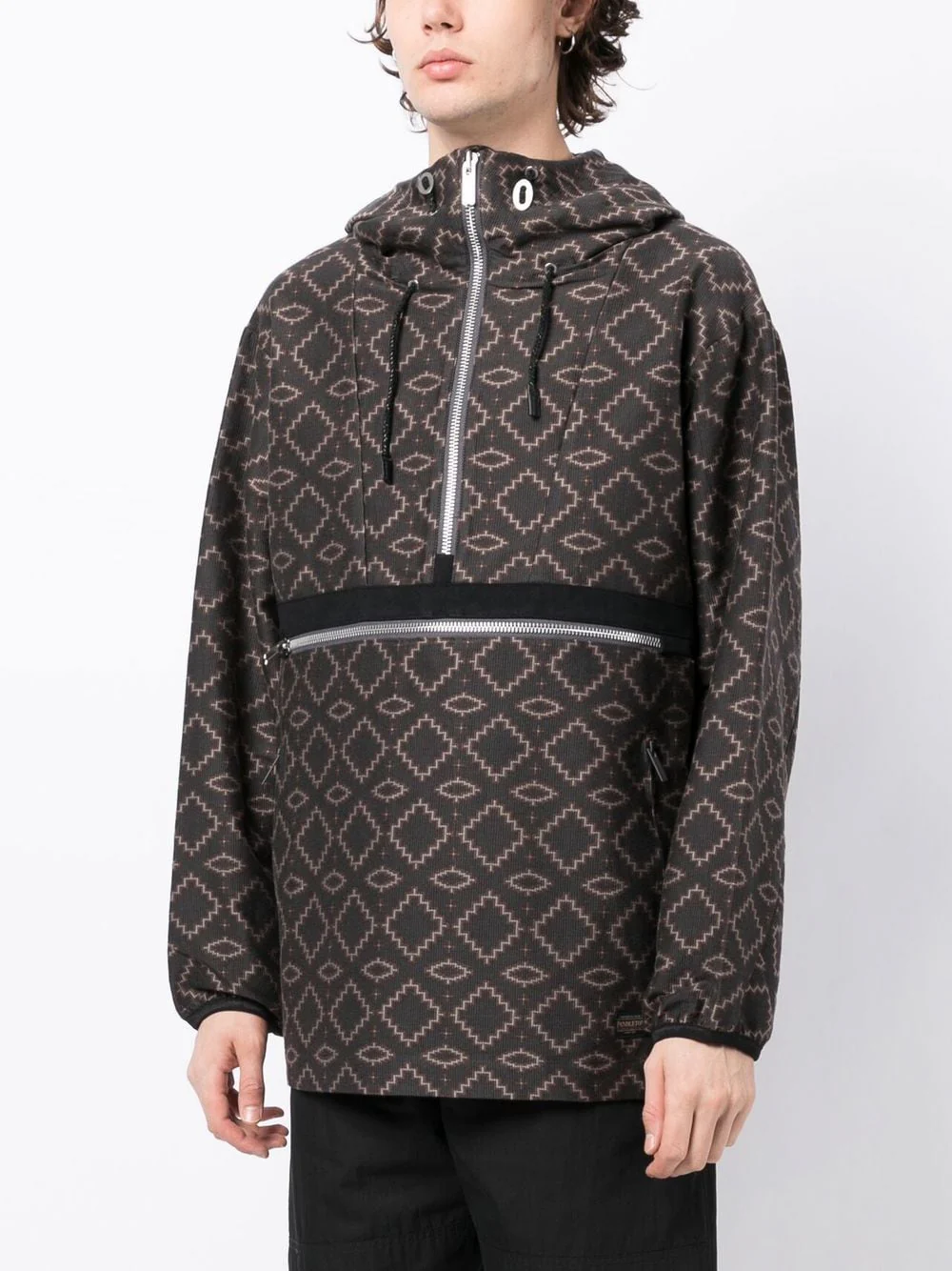 Geometric Pattern Half-Zipped Jacket - Image 5