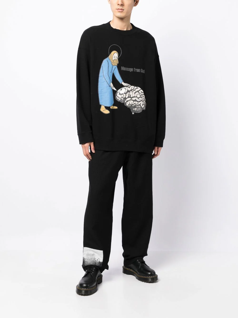 Graphic-Patch Wool Trousers - Image 2