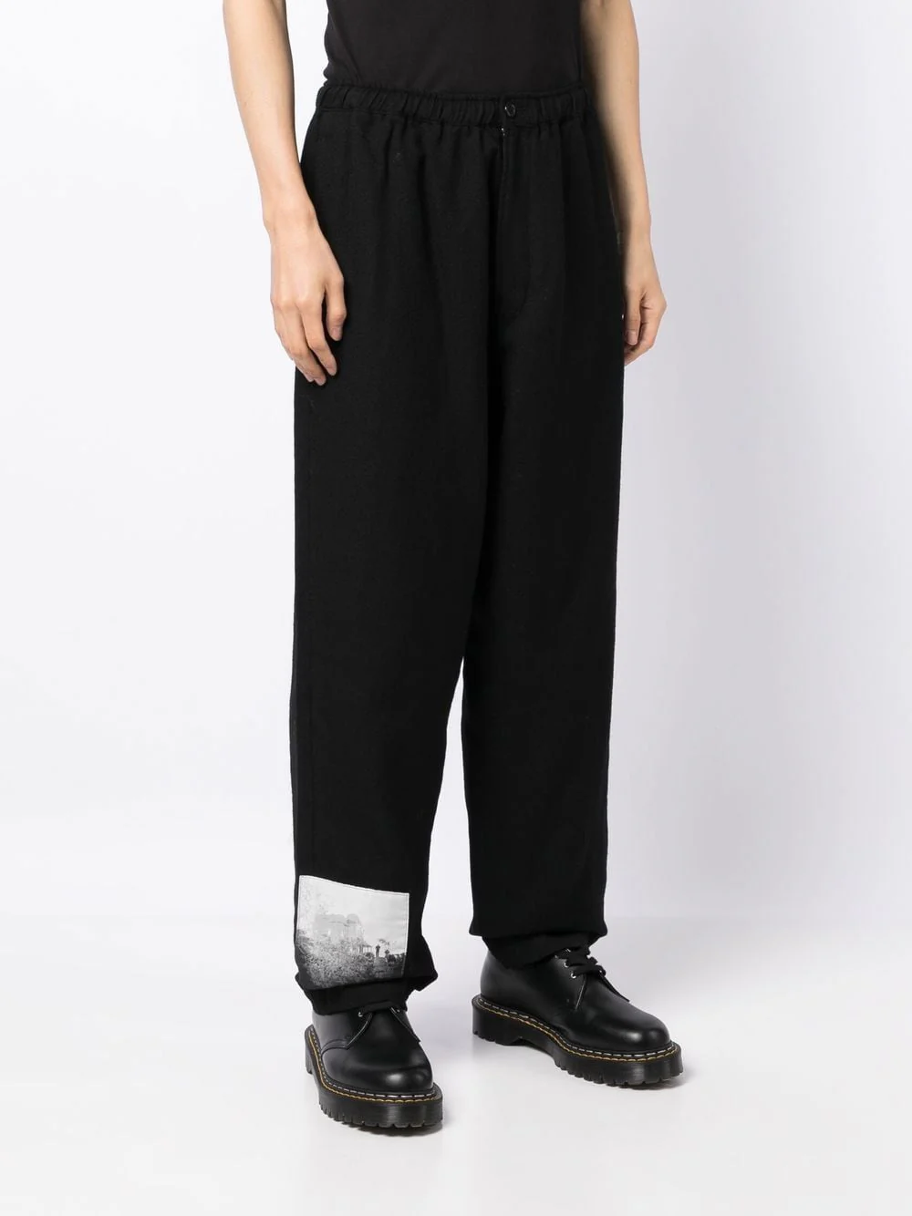 Graphic-Patch Wool Trousers - Image 5