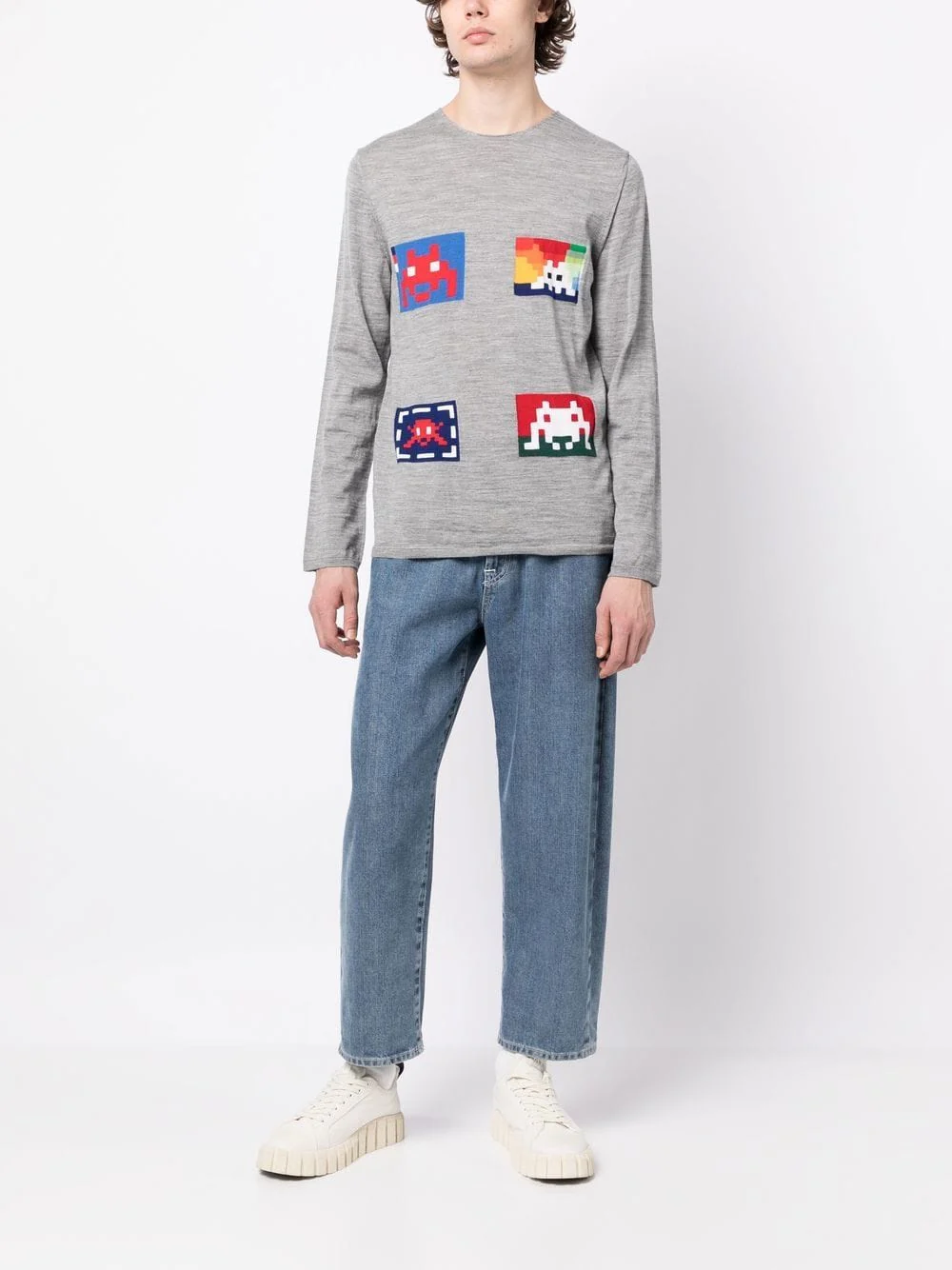 Graphic-Print Fine-Knit Jumper - Image 3