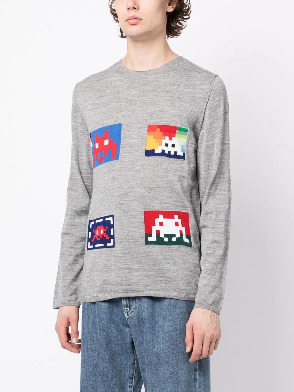 Graphic-Print Fine-Knit Jumper - Image 4