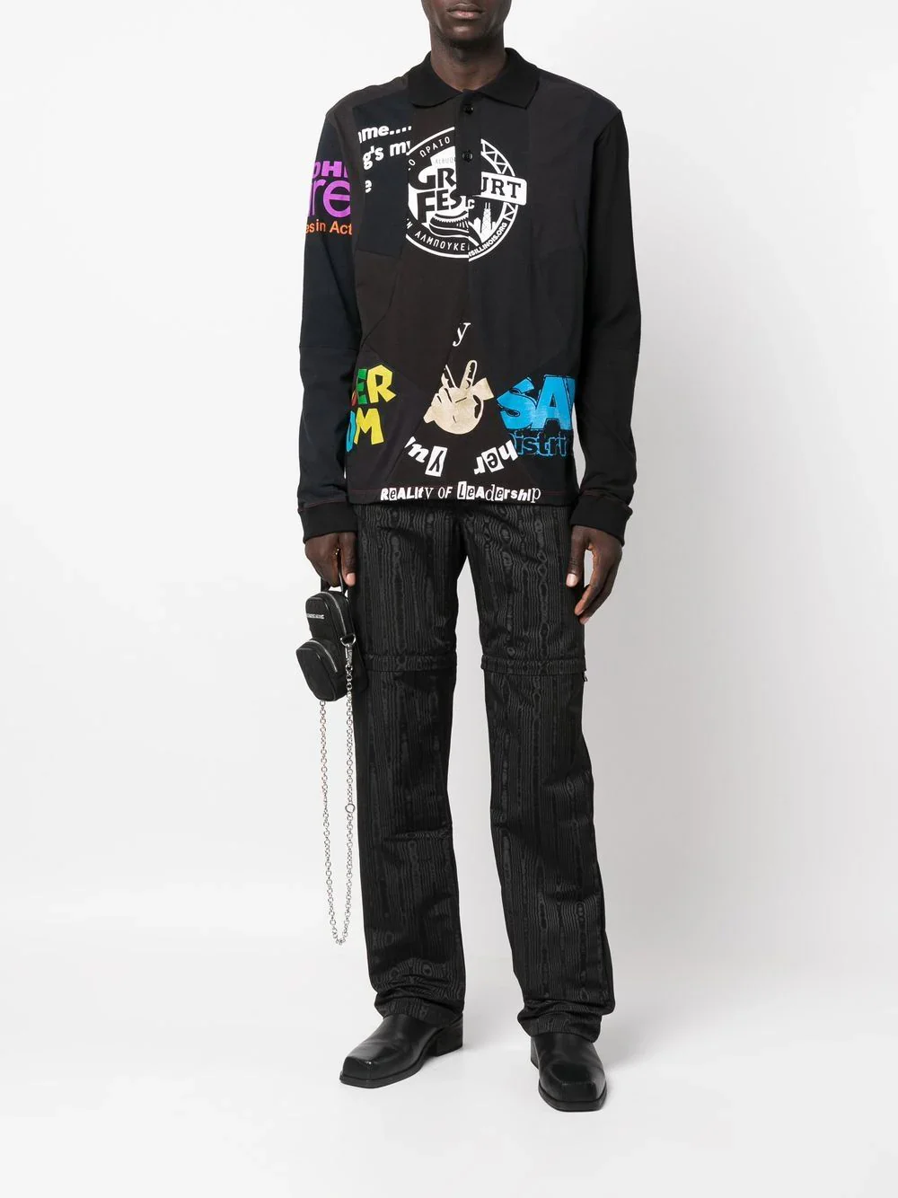 Graphic-Print Long-Sleeve Polo Shirt - Image 2