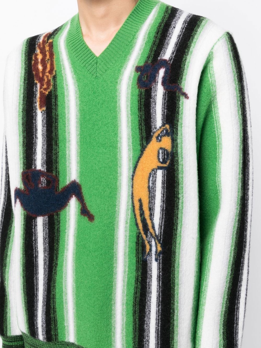 Graphic-Print V-Neck Jumper - Image 2