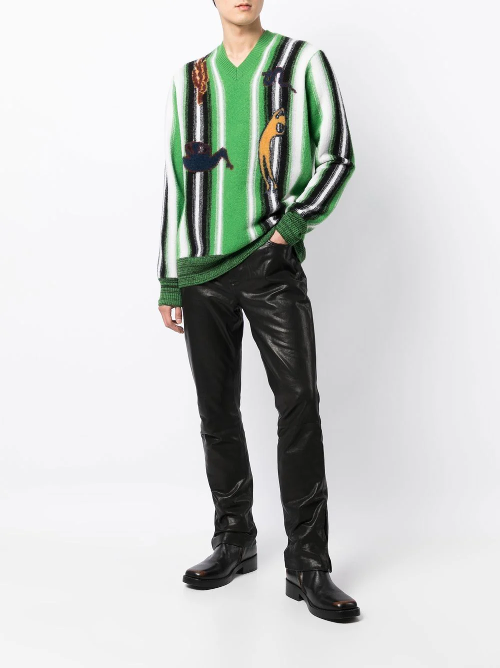 Graphic-Print V-Neck Jumper - Image 3