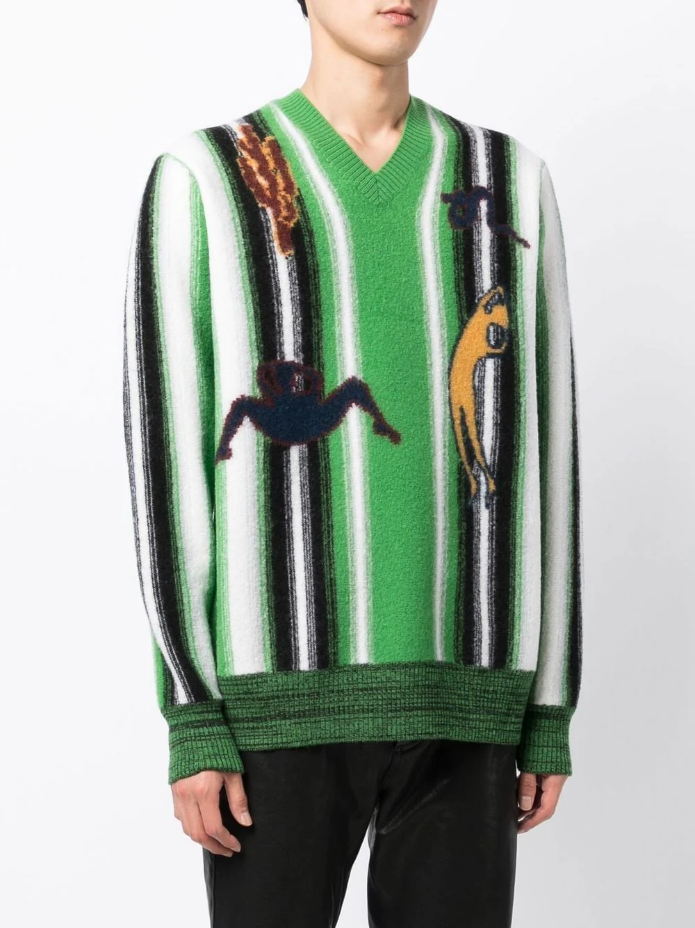 Graphic-Print V-Neck Jumper - Image 5
