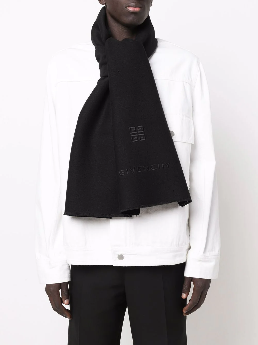 Greca-Embroidered Wool-Cashmere Scarf - Image 3