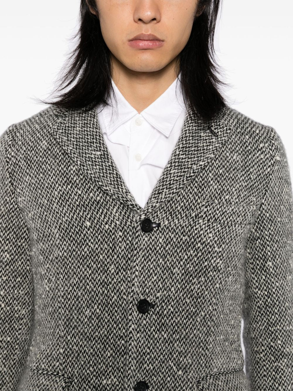 Herringbone Tweed Single-Breasted Coat - Image 5
