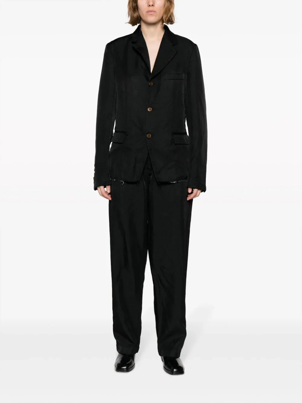 High-Waisted Twill Drop-Crotch Trousers - Image 3