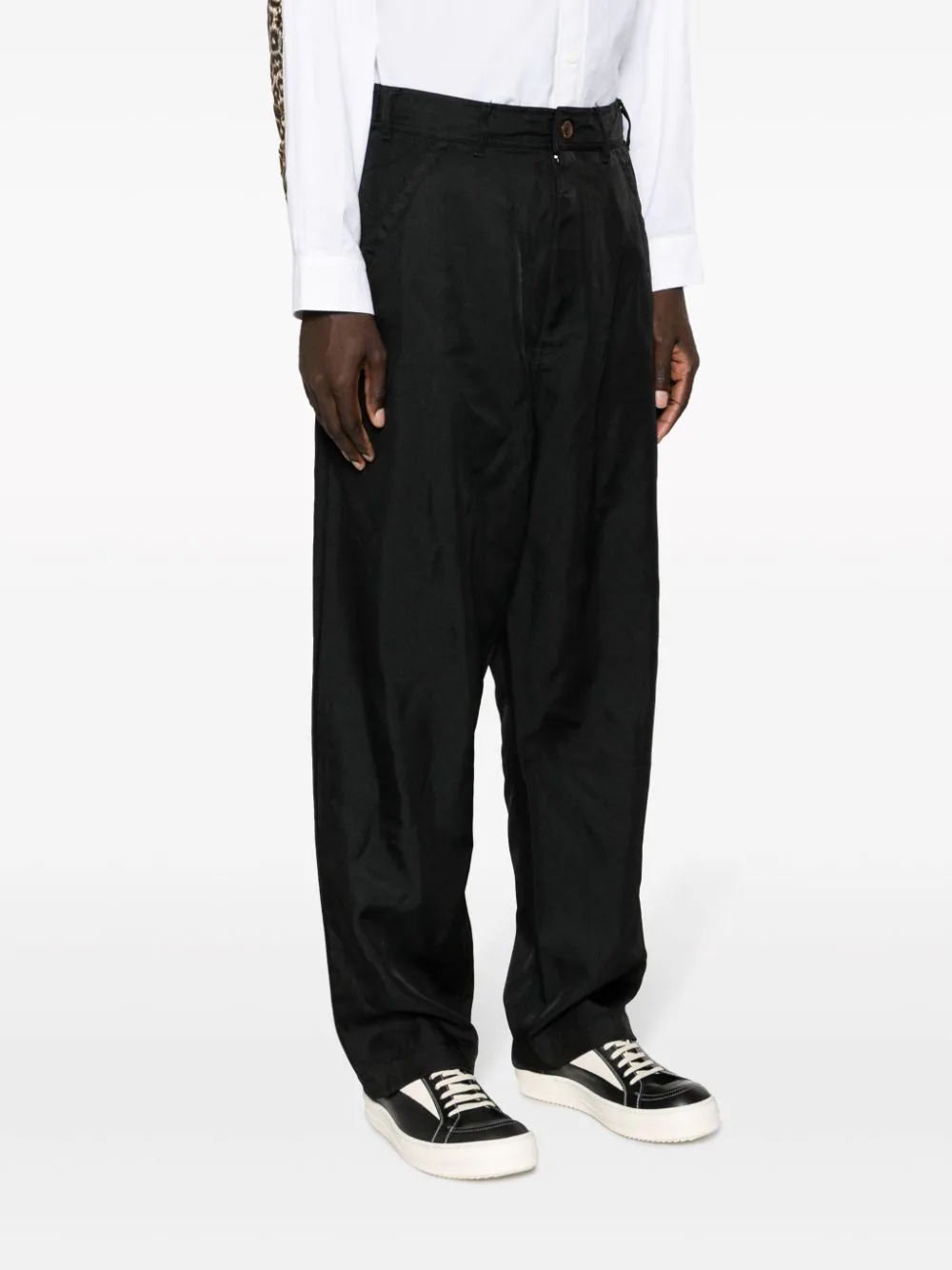 High-Waisted Twill Drop-Crotch Trousers - Image 4