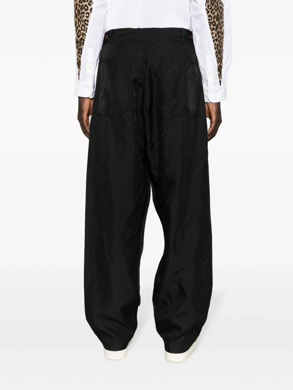 High-Waisted Twill Drop-Crotch Trousers - Image 5