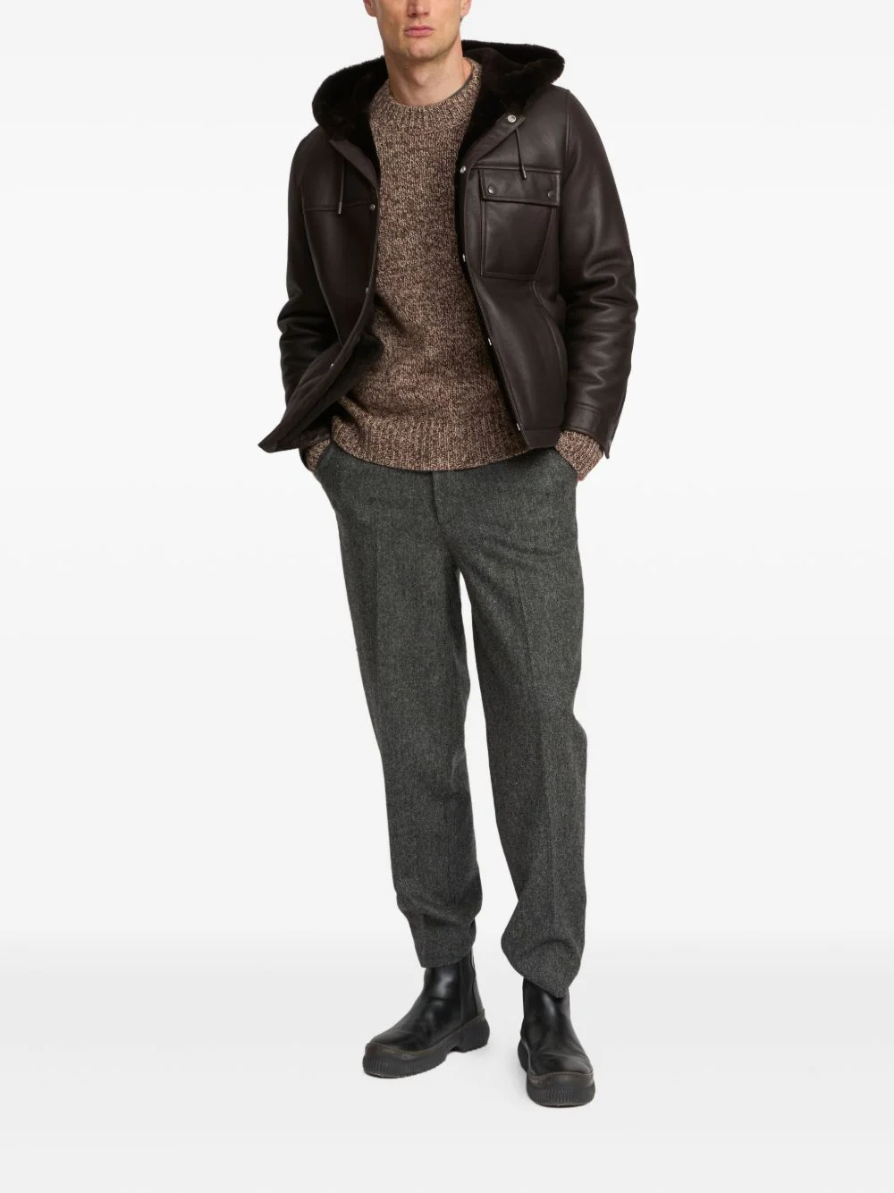 Hooded Shearling Jacket - Image 3