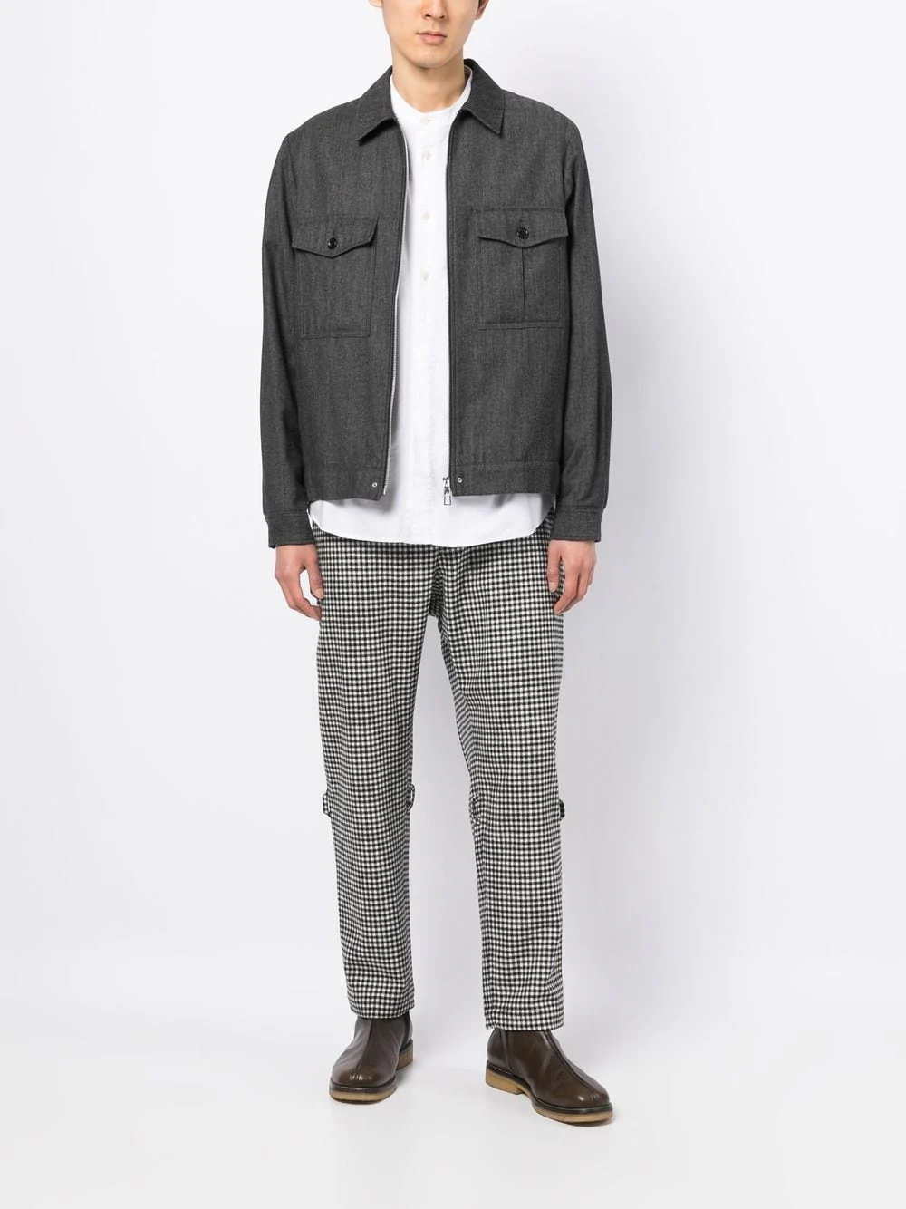 Houndstooth Rear-Zip Tapered Trousers - Image 2