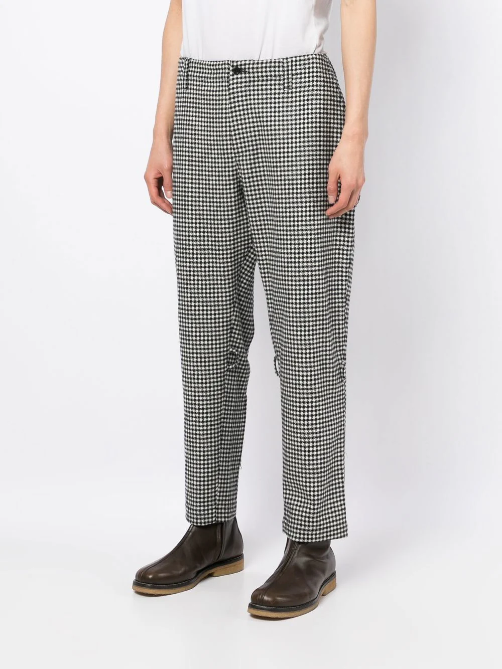 Houndstooth Rear-Zip Tapered Trousers - Image 3
