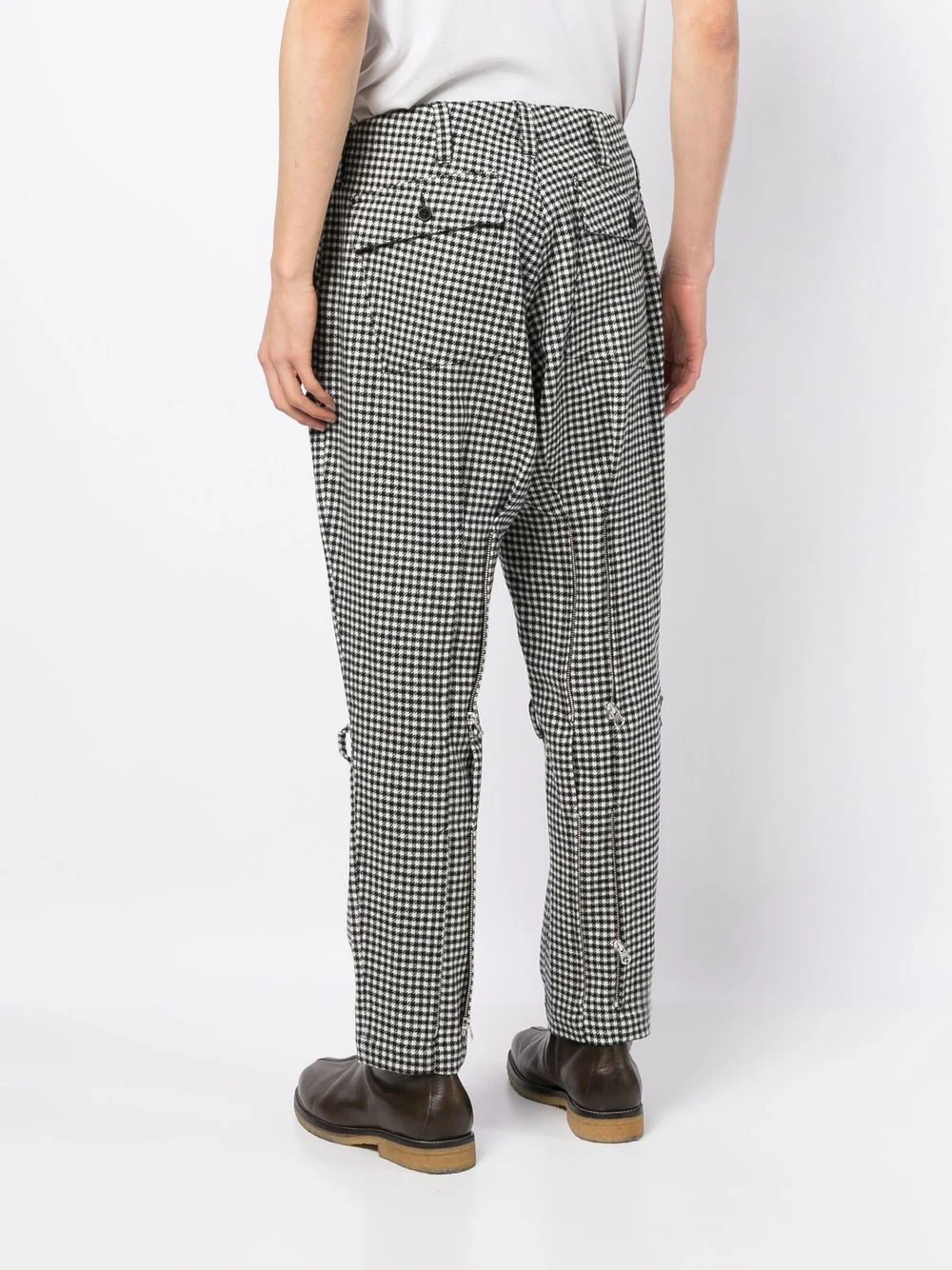Houndstooth Rear-Zip Tapered Trousers - Image 5
