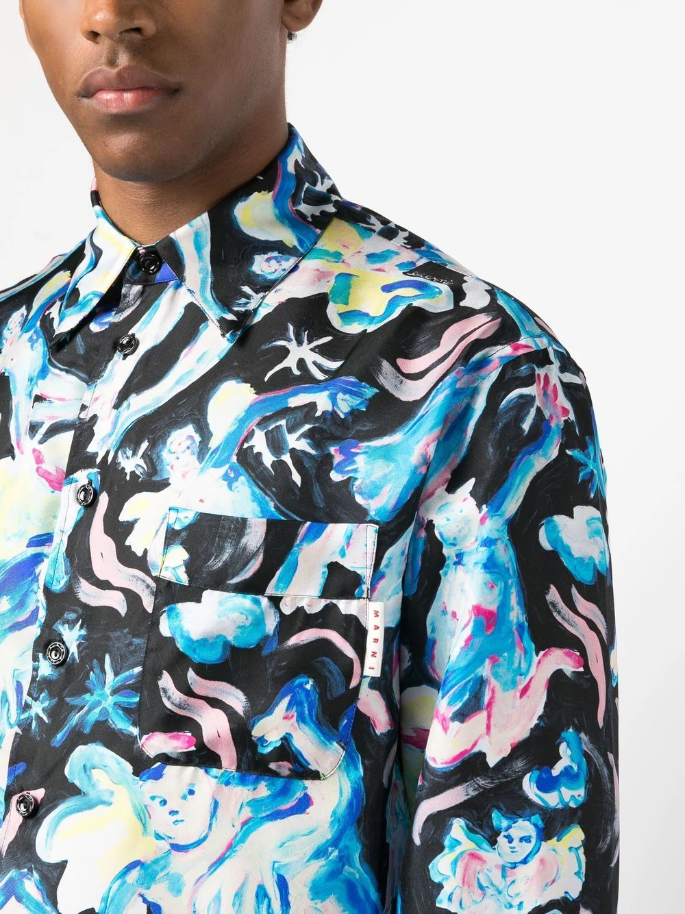Illustration-Print Silk Shirt - Image 5