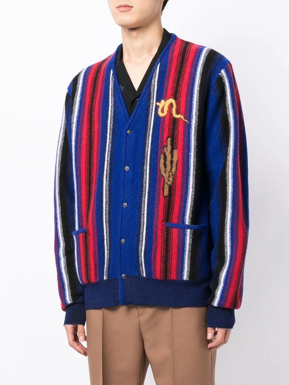 Intarsia-Knit V-Neck Cardigan - Image 5