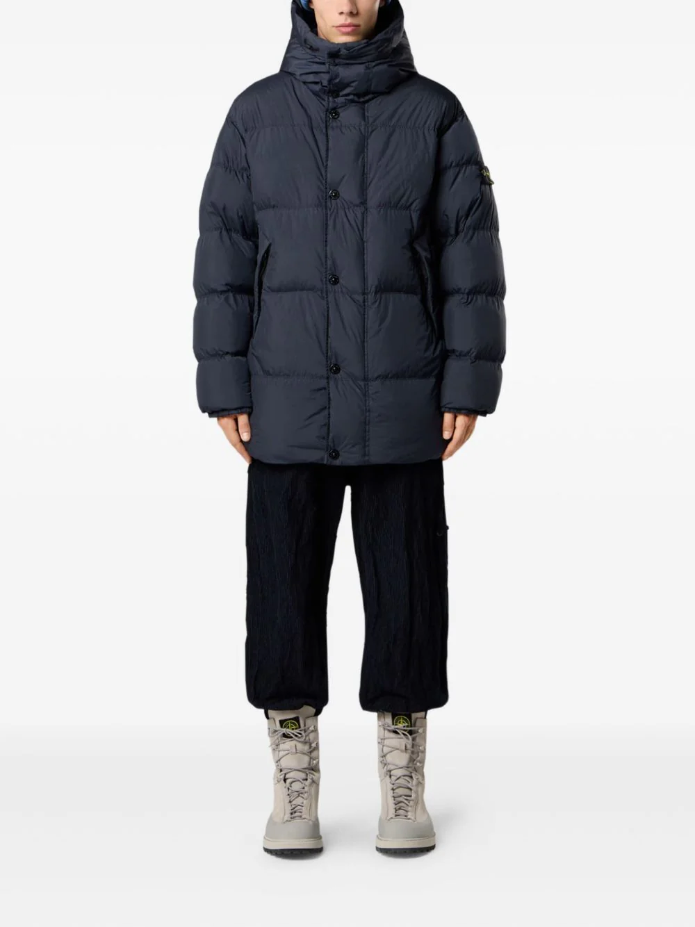 Quilted Hooded Jacket Navy Blue - Image 3