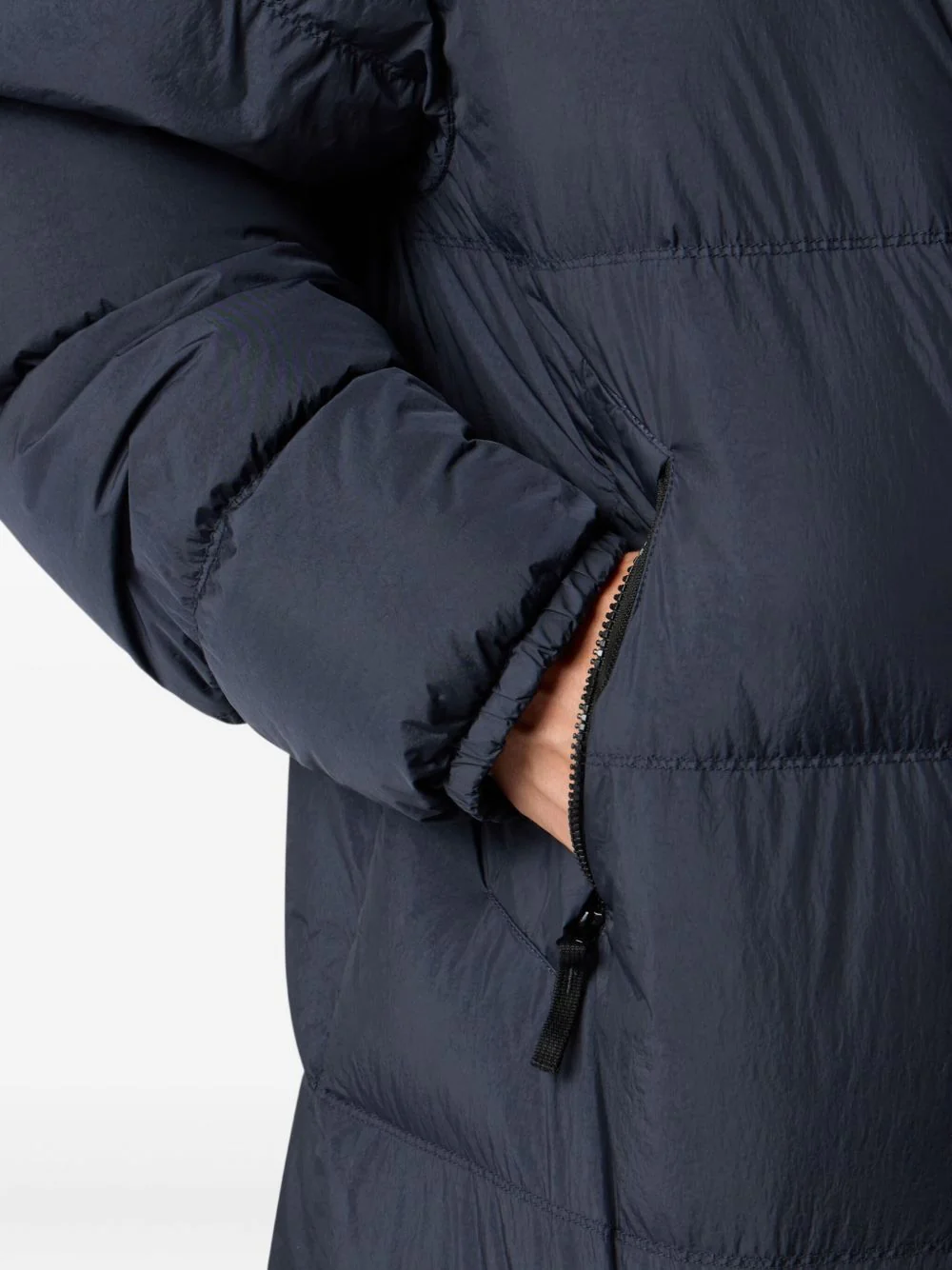 Quilted Hooded Jacket Navy Blue - Image 4