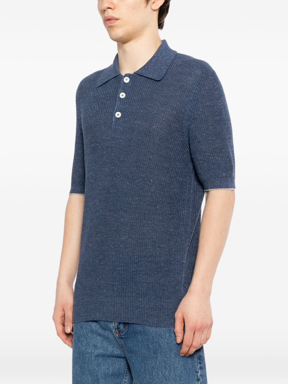 Knitted Short Sleeve Polo Shirt - Image 3