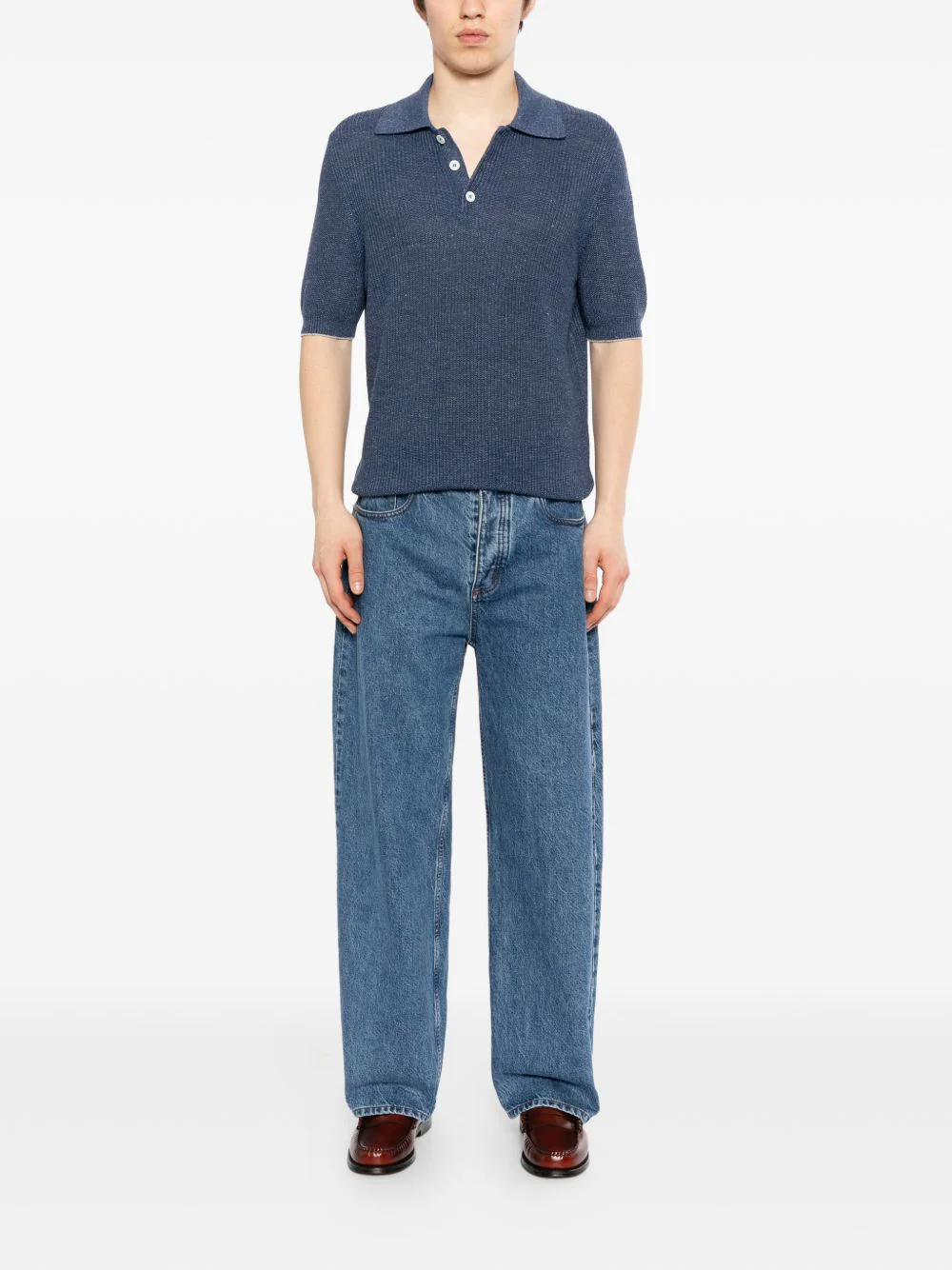 Knitted Short Sleeve Polo Shirt - Image 4