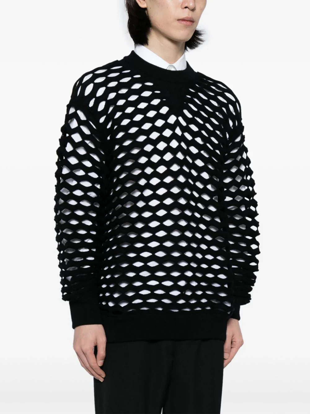 Laser Cut-Detail Crew-Neck Jumper - Image 3