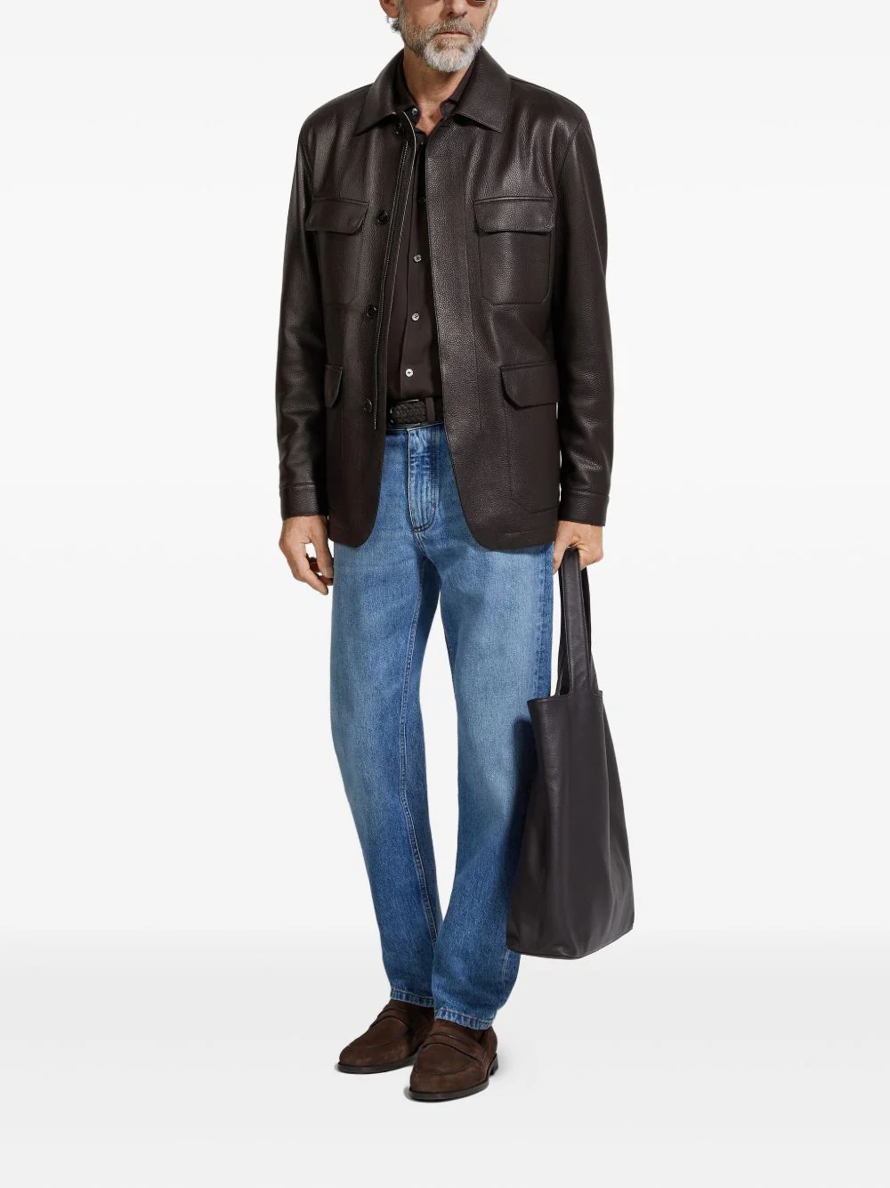 Leather Flap-Pockets Jacket - Image 3