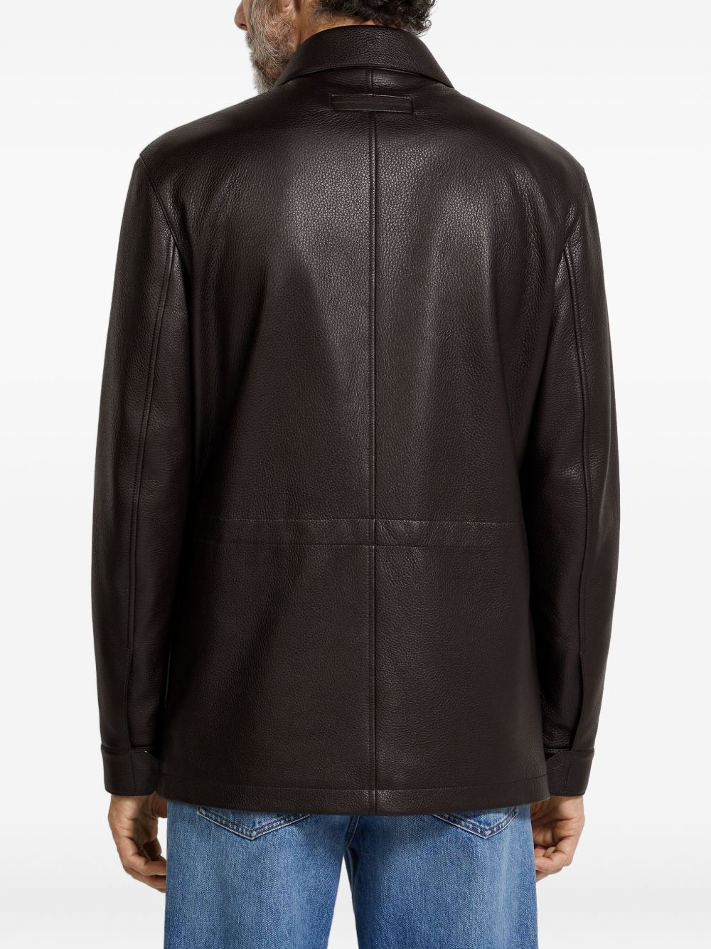 Leather Flap-Pockets Jacket - Image 5