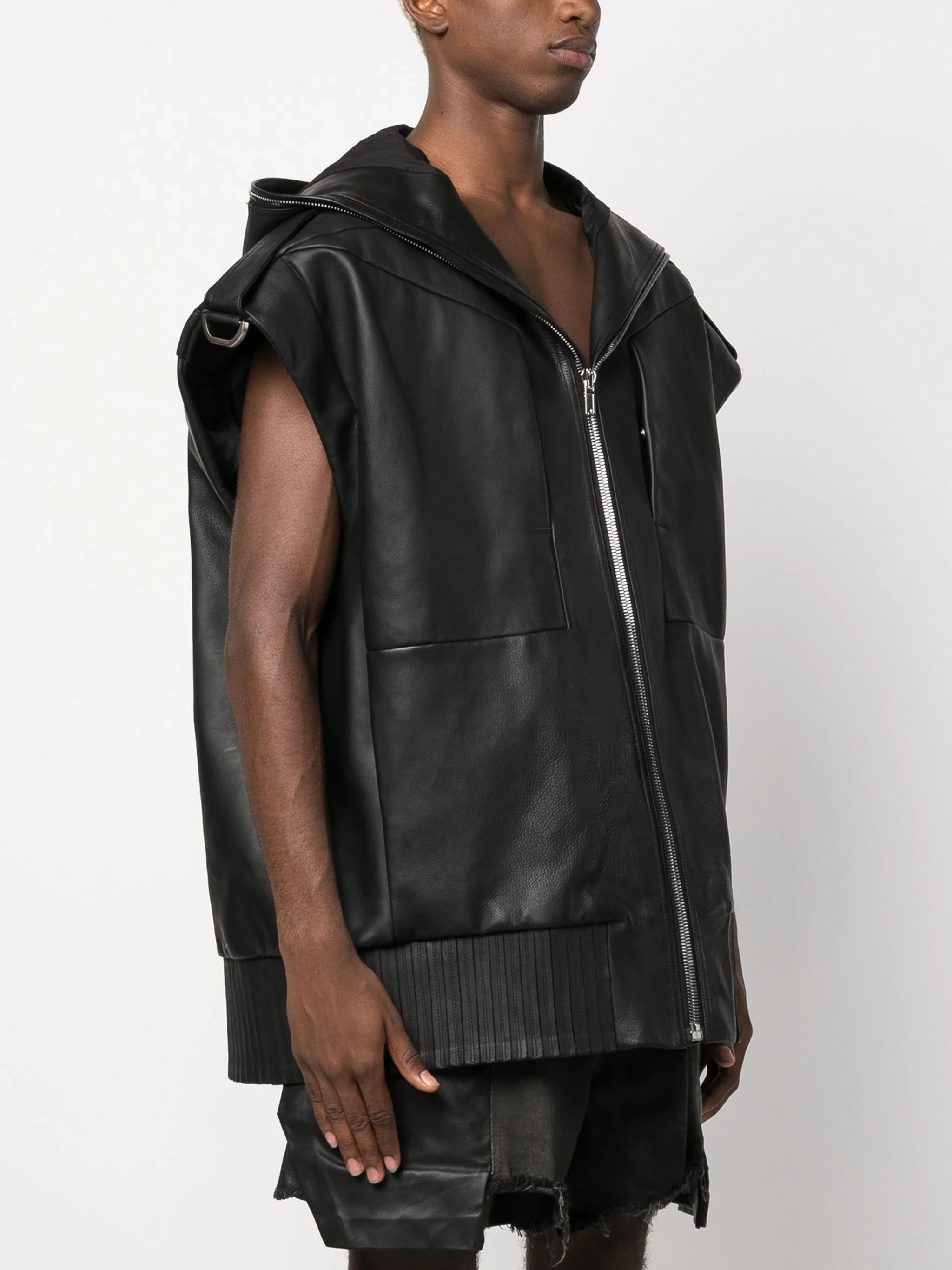 Lido Sleeveless Hooded Leather Jacket - Image 3