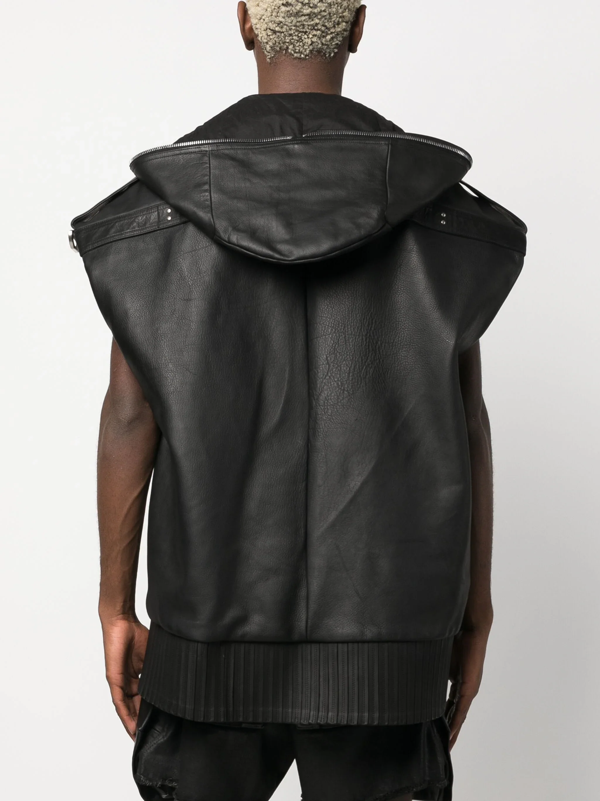 Lido Sleeveless Hooded Leather Jacket - Image 4