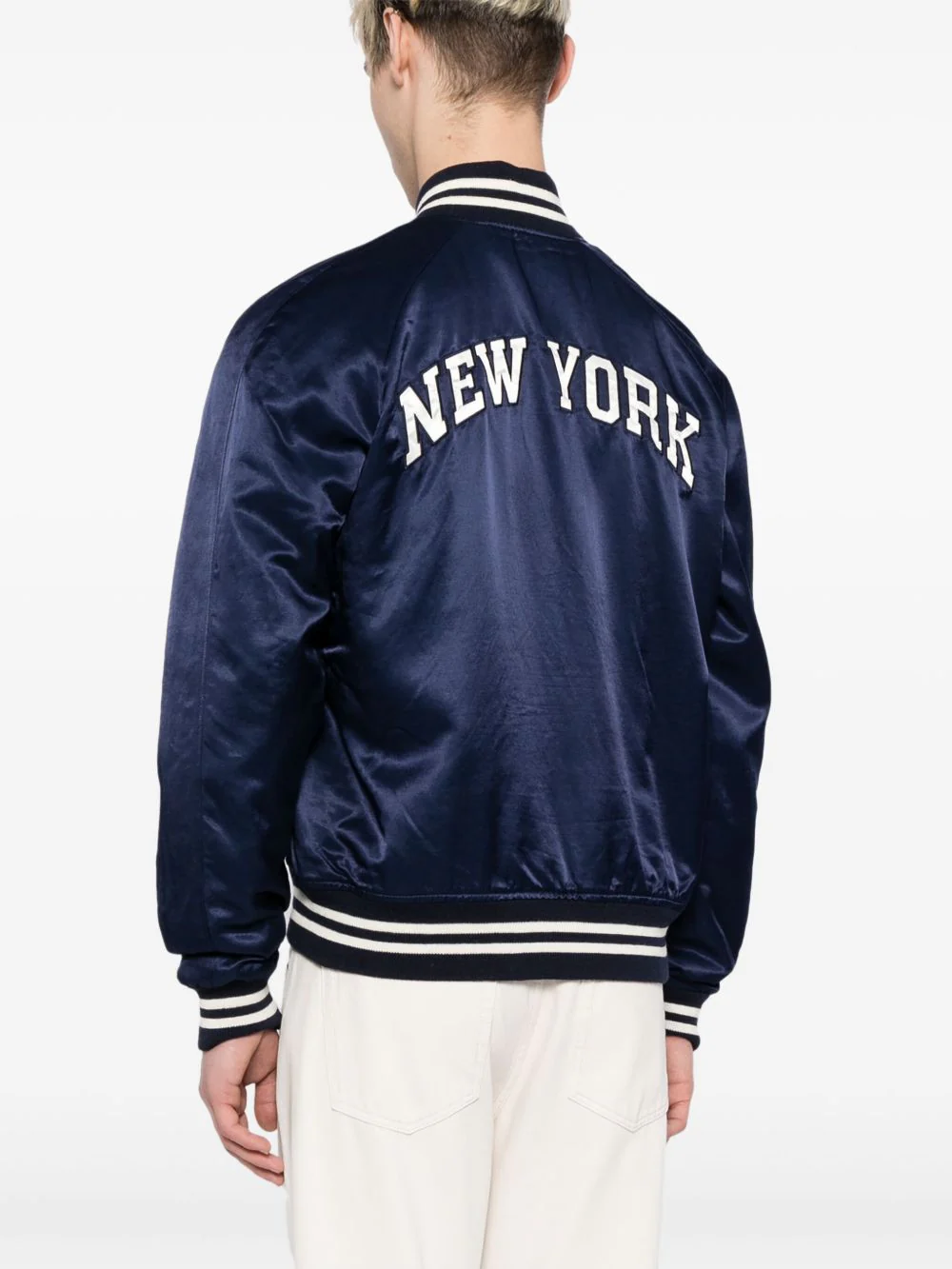Logo-Appliqué Satin Bomber Jacket - Image 3