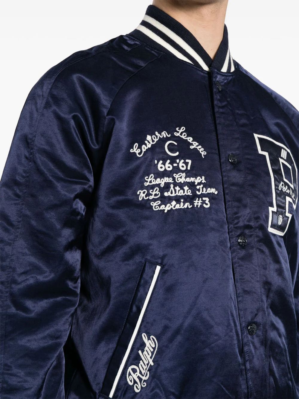 Logo-Appliqué Satin Bomber Jacket - Image 4