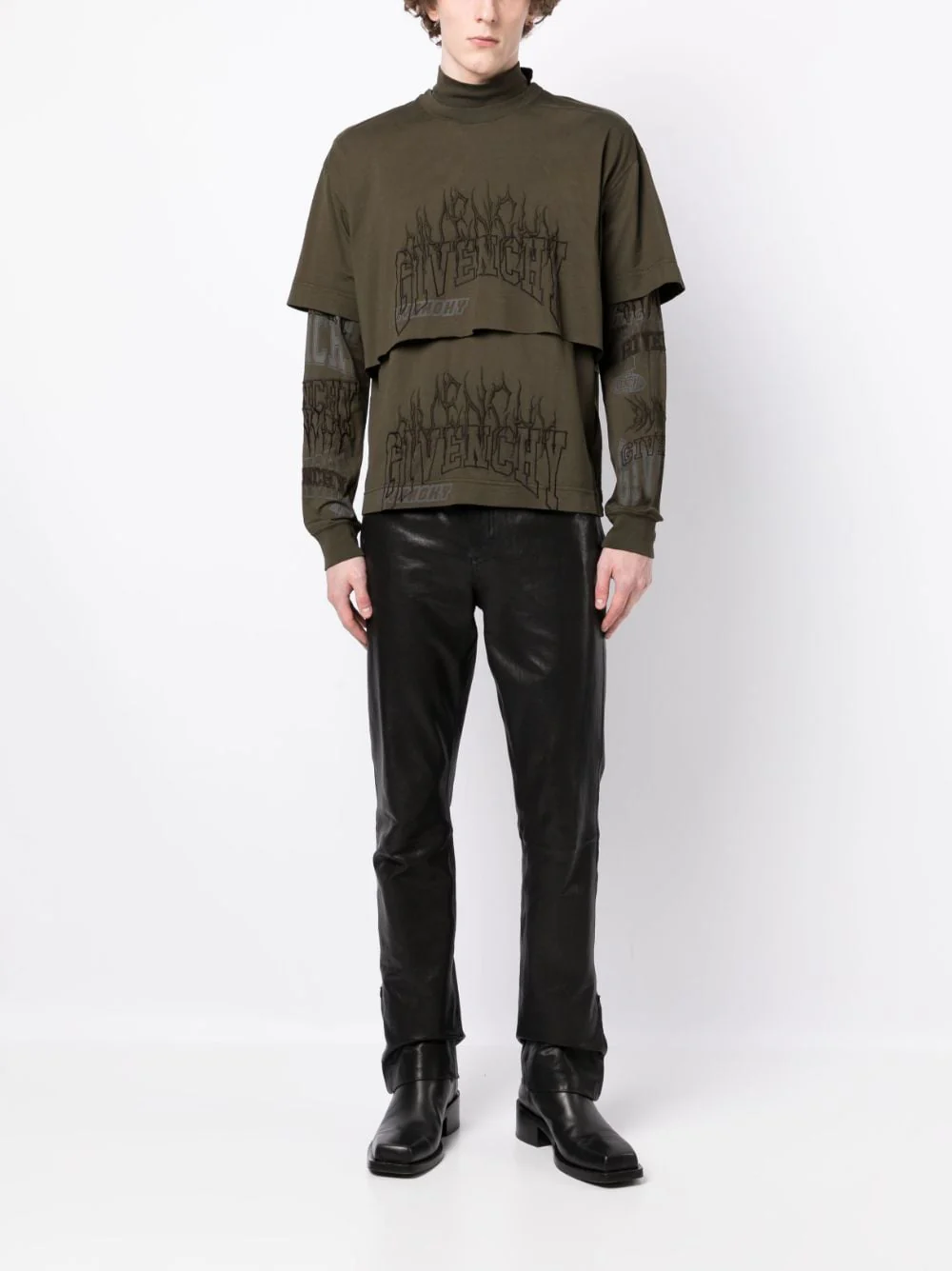 Logo-Embroidered Layered Cotton Hoodie - Image 4