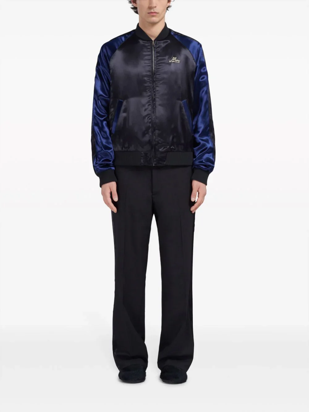 Logo-Embroidered Satin Bomber Jacket - Image 2