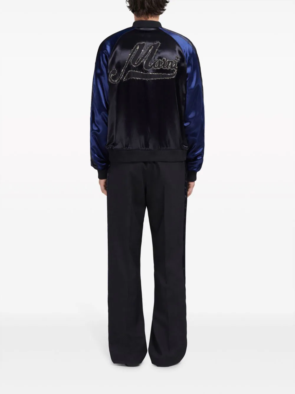 Logo-Embroidered Satin Bomber Jacket - Image 3