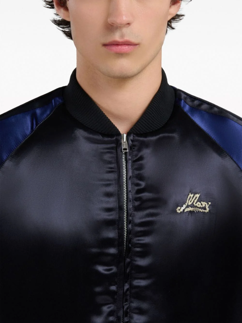 Logo-Embroidered Satin Bomber Jacket - Image 4