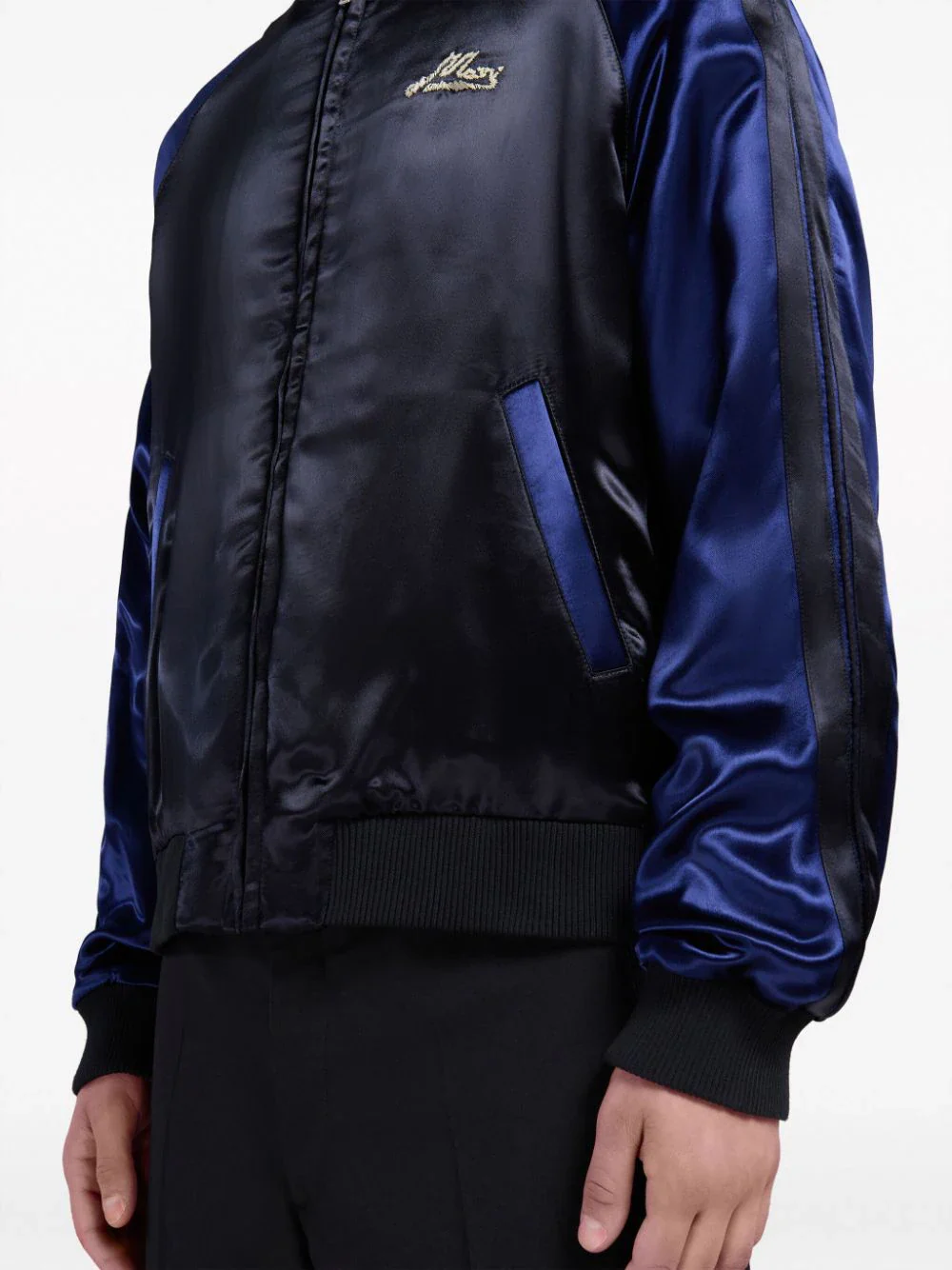 Logo-Embroidered Satin Bomber Jacket - Image 5