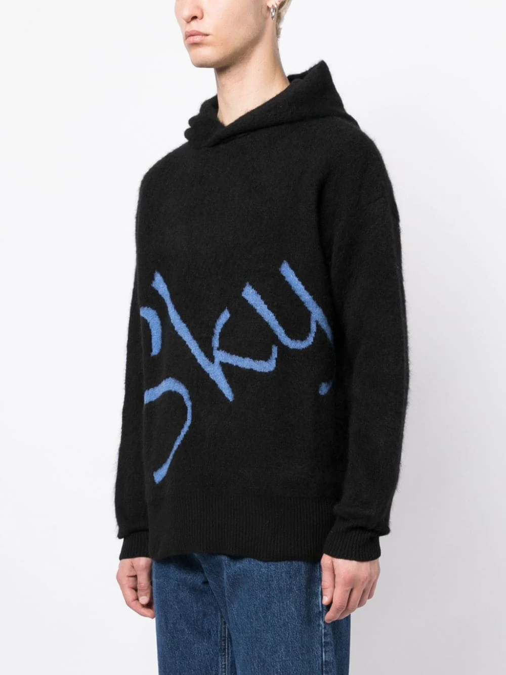 Logo-Jacquard Knitted Hoodie - Image 3