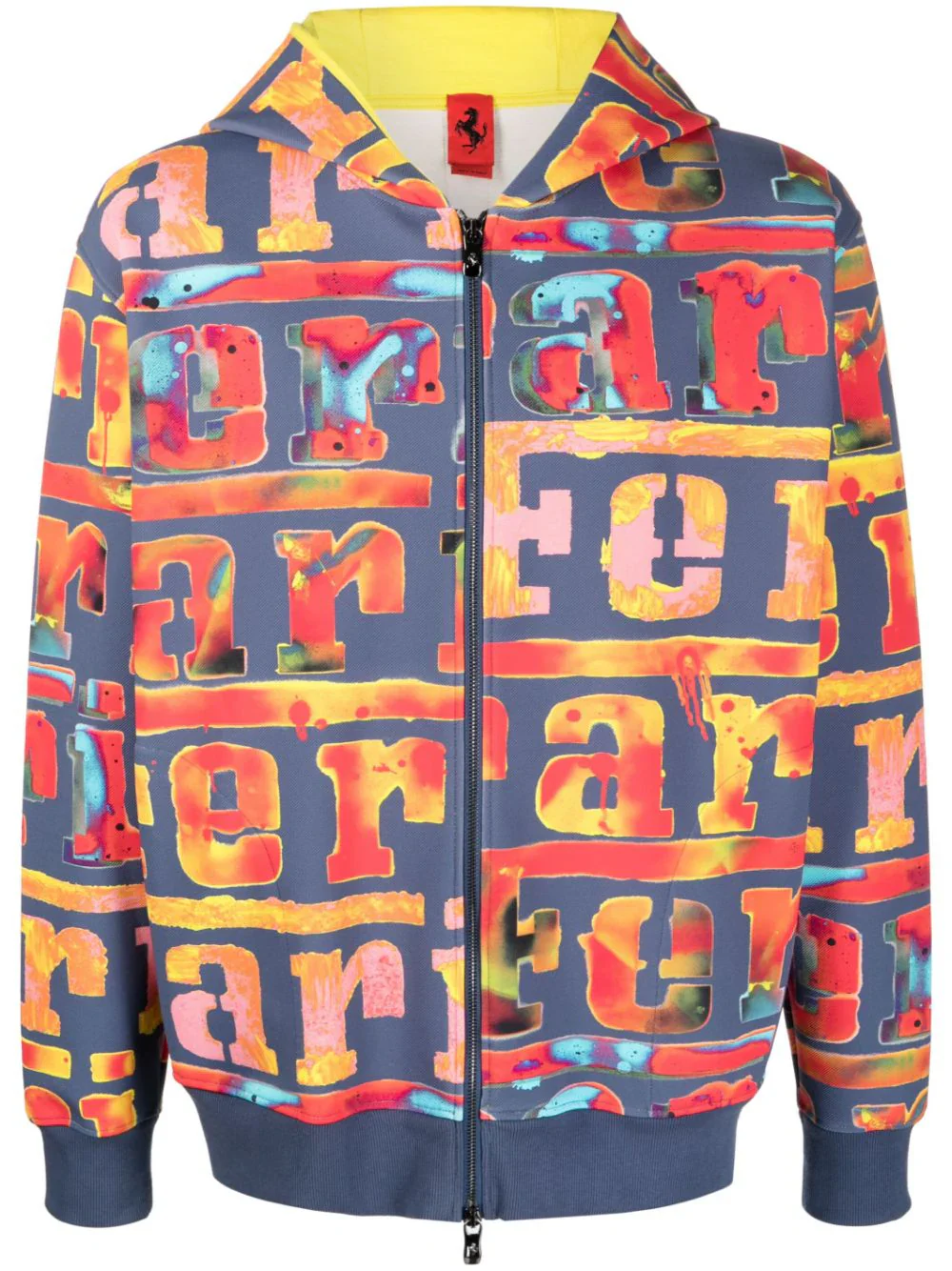 Logo-Painterly Zip-Up Hoodie