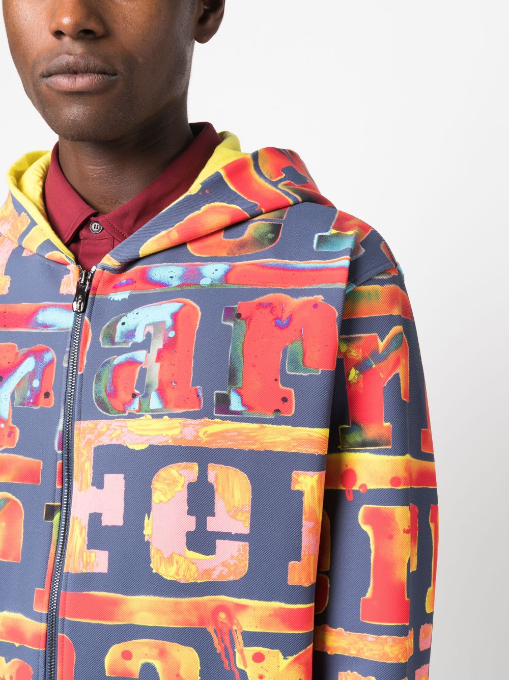 Logo-Painterly Zip-Up Hoodie - Image 4