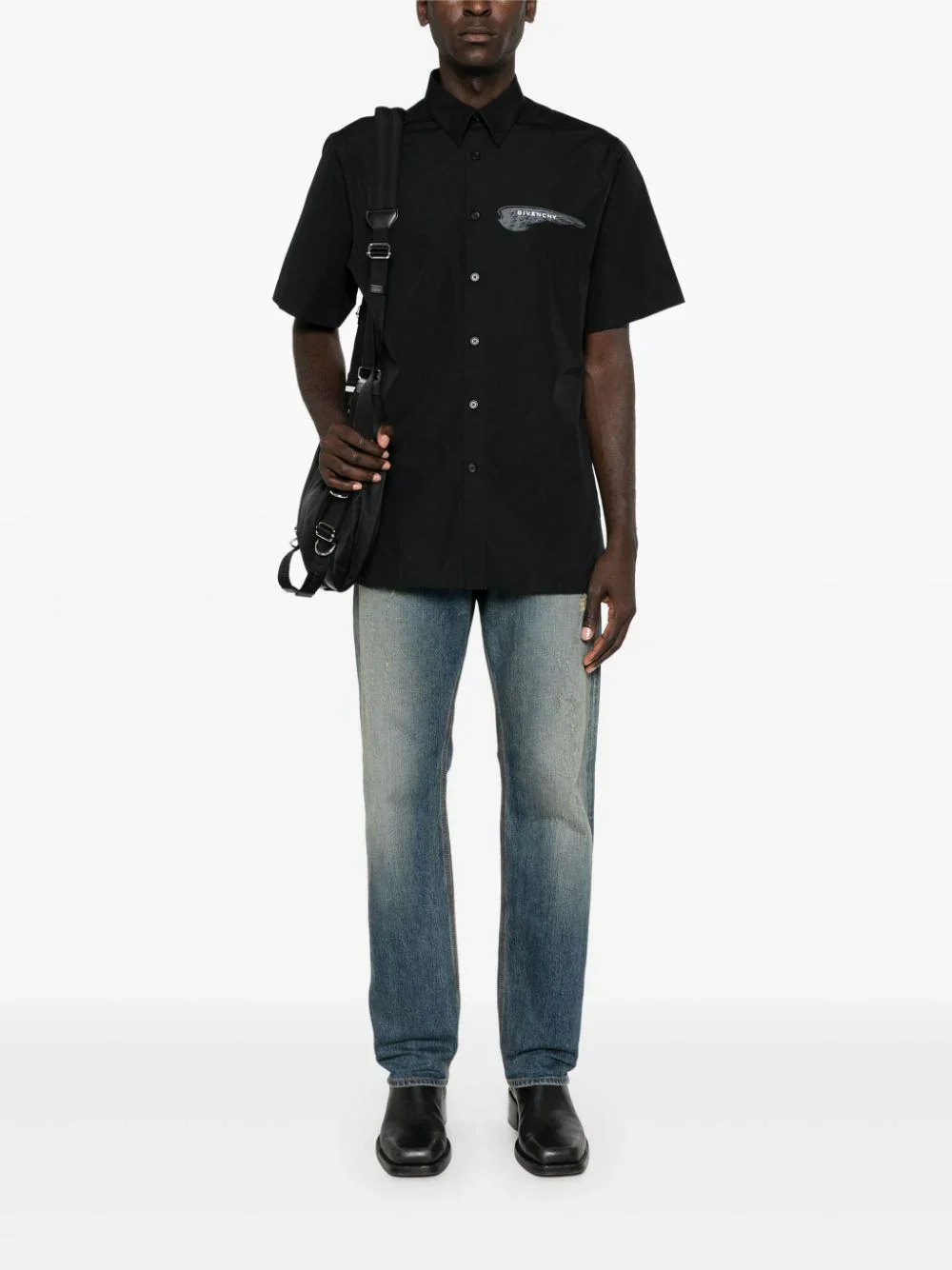 Logo-Plaque Distressed Straight Jeans - Image 2