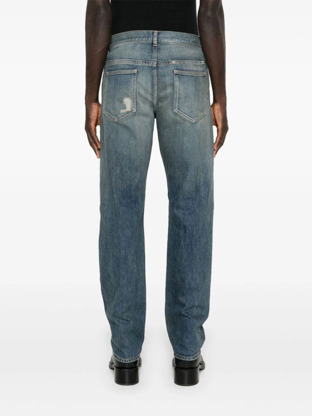Logo-Plaque Distressed Straight Jeans - Image 4