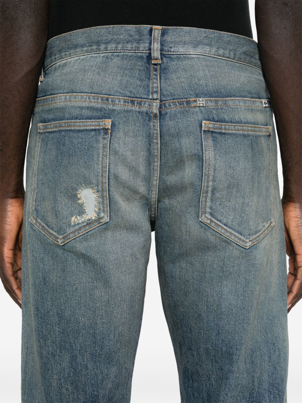 Logo-Plaque Distressed Straight Jeans - Image 5
