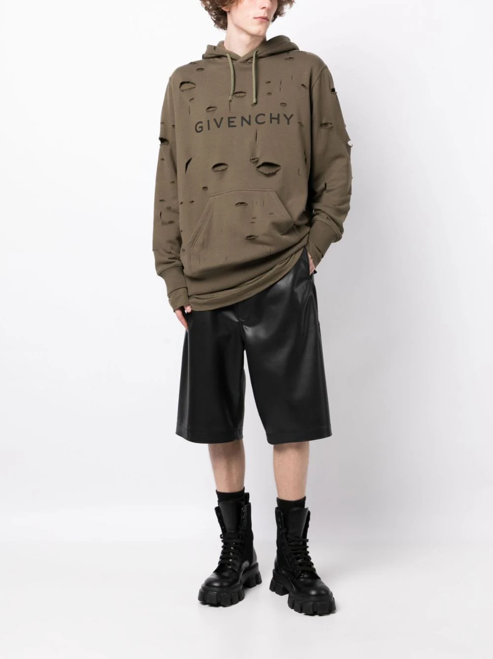 Logo-Print Distressed-Effect Hoodie - Image 3