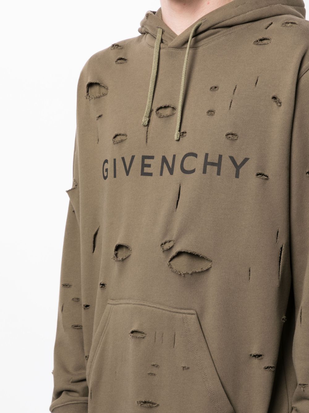 Logo-Print Distressed-Effect Hoodie - Image 4