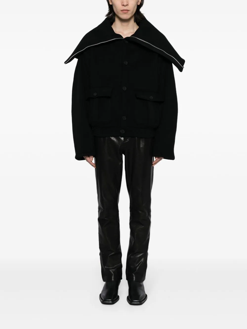 Long-Collar Buttoned Jacket - Image 2