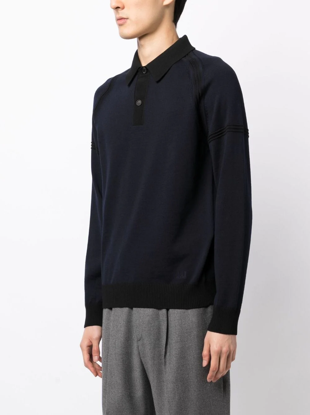 Long Raglan-Sleeve Wool Polo Shirt - Image 5