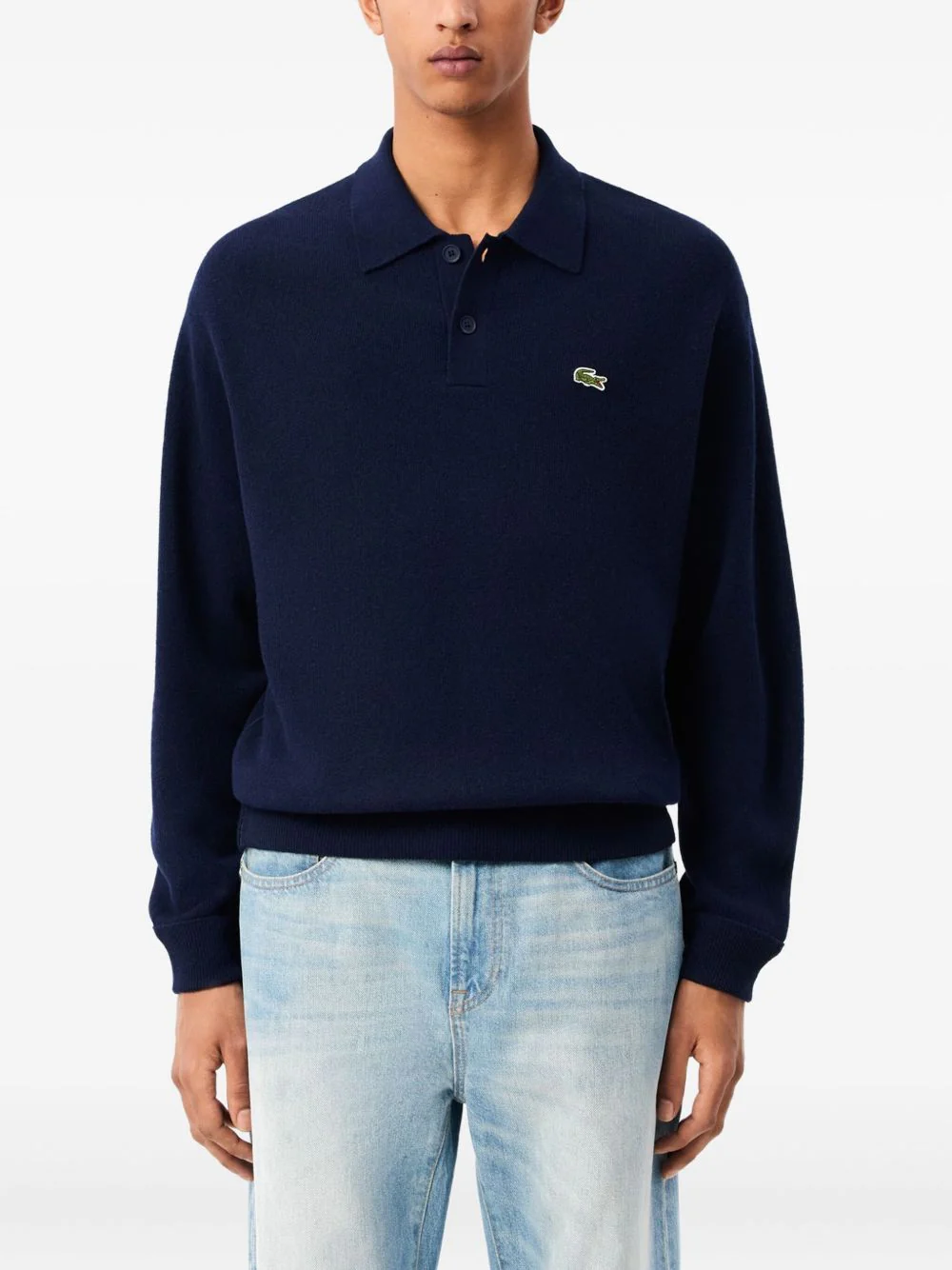 Long Sleeve Wool Polo Shirt - Image 5